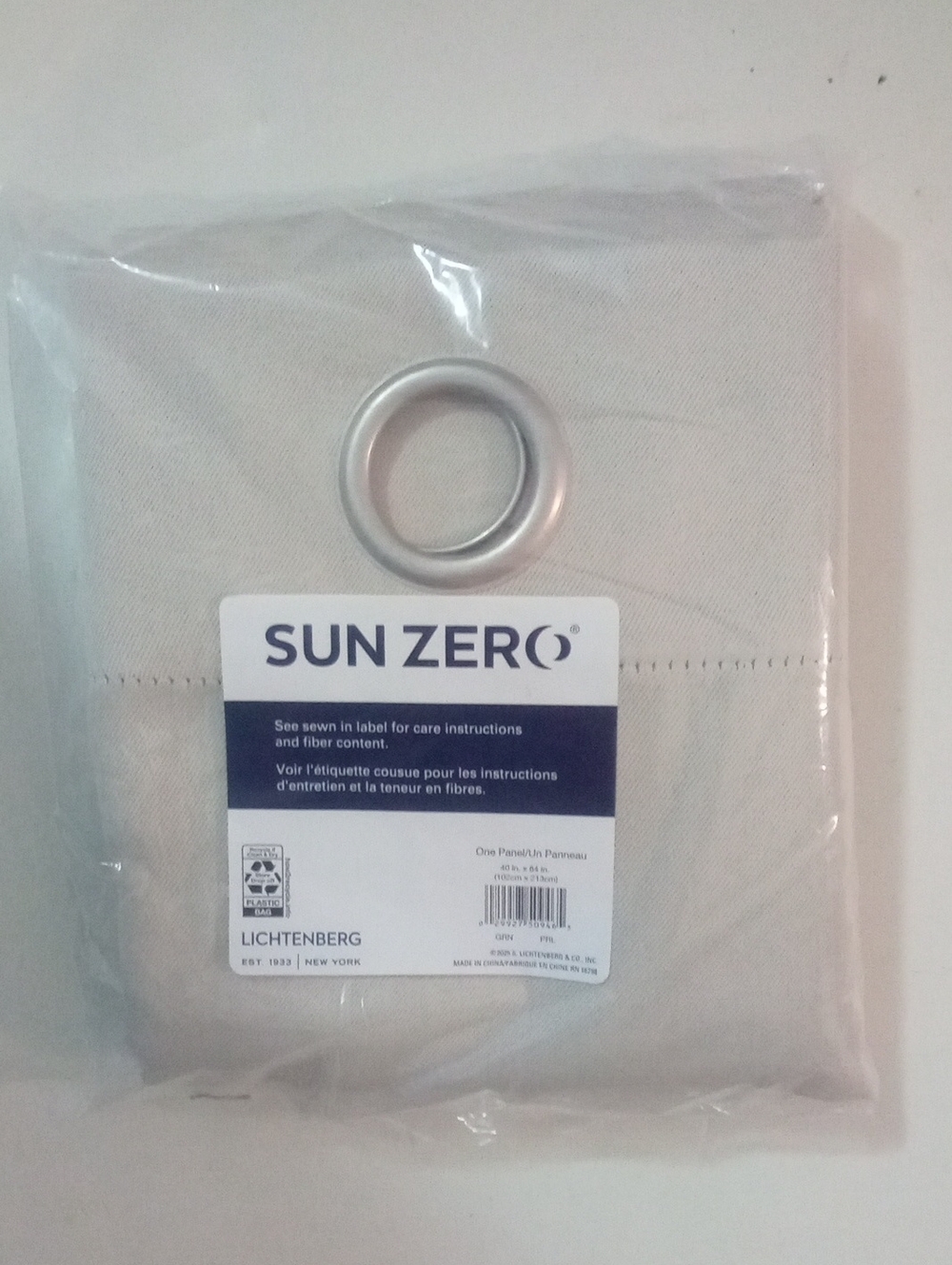 Lichtenberg Sun Zero Beige Grommet Curtain Panel 84" NWT $45